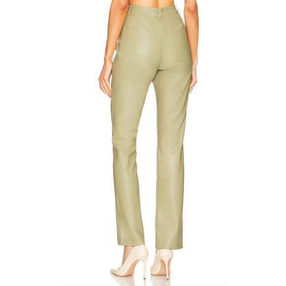 WeWoreWhat Faux Leather Kick Flare Pant Oat Beige Size 28 Bootcut 5 Pocket NEW - Picture 3 of 9